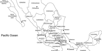 México imprimível mapa