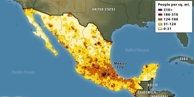 População mapa do México