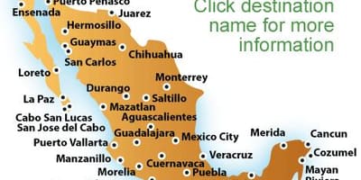 Resorts no México, mapa de