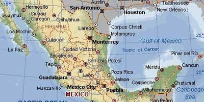 Mapa do México ruínas