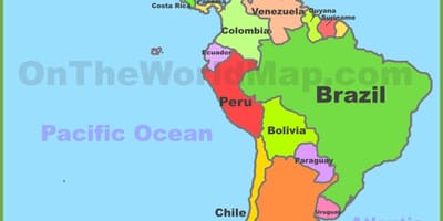 México e américa do sul mapa