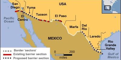 Mapa da fronteira com o méxico