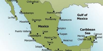Praias do México mapa