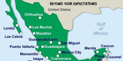 Mexicano praias mapa