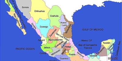 O mapa do México estados