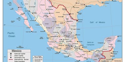 México mapa com cidades principais