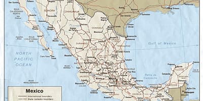 No norte do México, mapa de