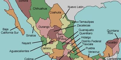 Mapa de estados do México