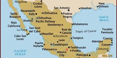 Mapa do México turísticas