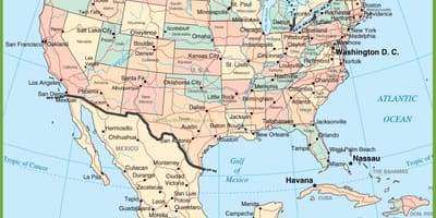 Nós mapa com o México