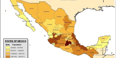 México mapa de população