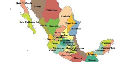 Mapa das províncias do México