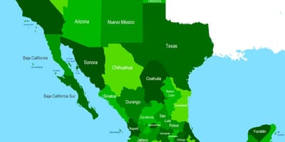 Mapa do sudoeste do México